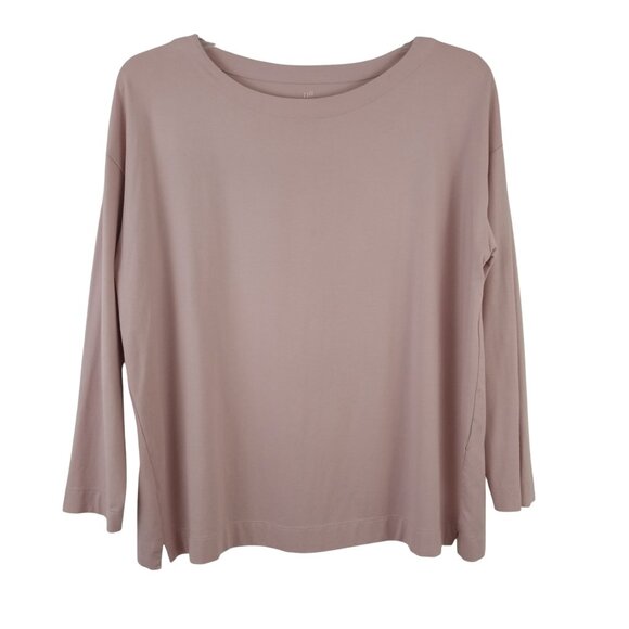 J Jill Luxe Supima Forward Seam Tee Tunic Pink Cotton Blend Long Sleeve - Picture 1 of 5